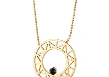 Κολίε Από Ατσάλι Επιχρυσωμένο 24Κ Κύκλος Με Ζιργκόν Πράσινο AS14972 - AMOR AMOR - 