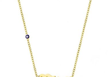 Κολίε Από Ατσάλι Επιχρυσωμένο 24Κ Μαμά Με Ματάκι MI13615 - AMOR AMOR - 