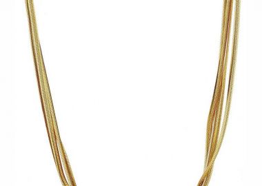 Κολίε Από Ατσάλι Επιχρυσωμένο 24Κ Με Αλυσίδες Και Κύλινδρο AS12941 - AMOR AMOR - 