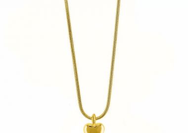 Κολίε Από Ατσάλι Επιχρυσωμένο 24Κ Με Καρδιά AA13450 - AMOR AMOR - 