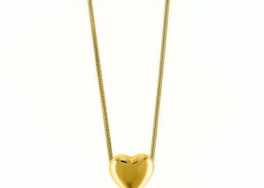Κολίε Από Ατσάλι Επιχρυσωμένο 24Κ Με Καρδιά AA13452 - AMOR AMOR - 