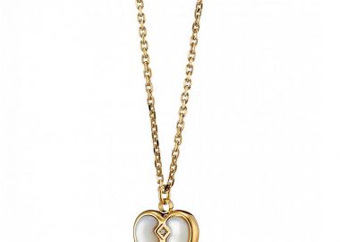 Κολίε Από Ατσάλι Επιχρυσωμένο 24Κ Με Καρδιά Από Φίλντισι AS13849 - AMOR AMOR - 