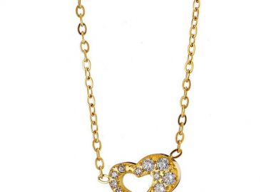 Κολίε Από Ατσάλι Επιχρυσωμένο 24Κ Με Καρδιά AS13635 - AMOR AMOR - 