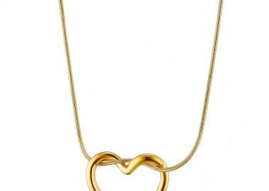 Κολίε Από Ατσάλι Επιχρυσωμένο 24Κ Με Καρδιά AS13669 - AMOR AMOR - 