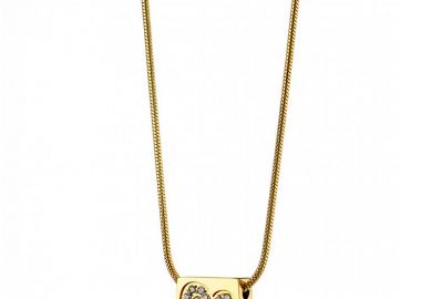 Κολίε Από Ατσάλι Επιχρυσωμένο 24Κ Με Καρδιά AS13778 - AMOR AMOR - 