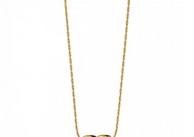 Κολίε Από Ατσάλι Επιχρυσωμένο 24Κ Με Καρδιά AS13808 - AMOR AMOR - 