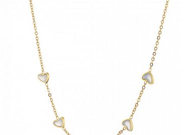 Κολίε Από Ατσάλι Επιχρυσωμένο 24Κ Με Καρδιές AS13774 - AMOR AMOR - 