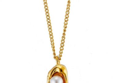 Κολίε Από Ατσάλι Επιχρυσωμένο 24Κ Με Μαργαριτάρι AS13645 - AMOR AMOR - 