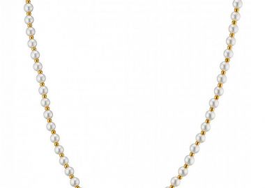 Κολίε Από Ατσάλι Επιχρυσωμένο 24Κ Με Μαργαριτάρια AS13821 - AMOR AMOR - 