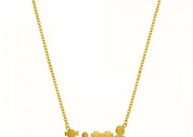 Κολιέ Από Ατσάλι Επιχρυσωμένο 24Κ Με Οικογένεια-Μαμά-Μπαμπά-Γιό-Κόρες MI12808 - AMOR AMOR - 