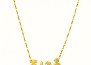 Κολιέ Από Ατσάλι Επιχρυσωμένο 24Κ Με Οικογένεια-Μαμά-Μπαμπά-Γιό-Κόρη MI12796 - AMOR AMOR - 