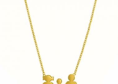 Κολιέ Από Ατσάλι Επιχρυσωμένο 24Κ Με Οικογένεια-Μαμά-Μπαμπά-Γιό MI12787 - AMOR AMOR - 