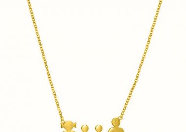 Κολιέ Από Ατσάλι Επιχρυσωμένο 24Κ Με Οικογένεια-Μαμά-Μπαμπά-Γιούς MI12793 - AMOR AMOR - 