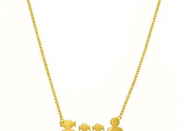 Κολιέ Από Ατσάλι Επιχρυσωμένο 24Κ Με Οικογένεια-Μαμά-Μπαμπά-Κόρες MI12799 - AMOR AMOR - 