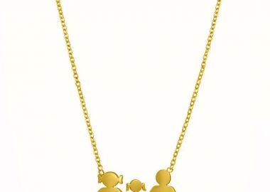 Κολιέ Από Ατσάλι Επιχρυσωμένο 24Κ Με Οικογένεια-Μαμά-Μπαμπά-Κόρη MI12790 - AMOR AMOR - 