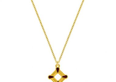 Κολιέ Απο Ατσάλι Επιχρυσωμένο 24Κ Με Ρόμβο Έθνικ Κόκκινο AA14797 - AMOR AMOR - 