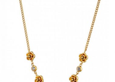 Κολίε Από Ατσάλι Επιχρυσωμένο 24Κ Με Τριαντάφυλλα AS13776 - AMOR AMOR - 