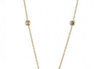 Κολίε Από Ατσάλι Επιχρυσωμένο 24Κ Με Ζιργκόν AS13831 - AMOR AMOR - 