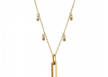 Κολίε Από Ατσάλι Επιχρυσωμένο 24Κ Με Ζιργκόν AS13833 - AMOR AMOR - 