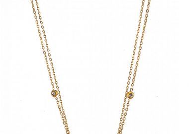 Κολίε Από Ατσάλι Επιχρυσωμένο 24Κ Με Ζιργκόν AS13835 - AMOR AMOR - 