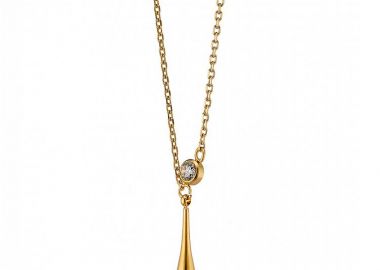 Κολίε Από Ατσάλι Επιχρυσωμένο 24Κ Με Ζιργκόν AS13845 - AMOR AMOR - 