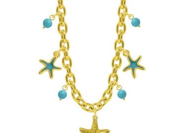 Κολιέ Από Ατσάλι Επιχρυσωμένο Με Αστερίες AA13703 - AMOR AMOR - 