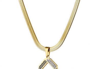 Κολιέ Από Ατσάλι Επιχρυσωμένο Με Μαίανδρο AS12190 - AMOR AMOR - 