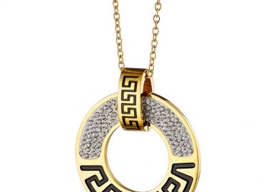 Κολιέ Από Ατσάλι Επιχρυσωμένο Με Μαίανδρο AS12192 - AMOR AMOR - 