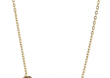 Κολιέ Από Ατσάλι Επιχρυσωμένο Με Ζιργκόν AS12178 - AMOR AMOR - 