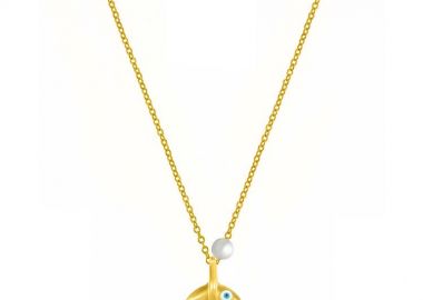 Κολιέ Από Ατσάλι Και Ορείχαλκο Επιχρυσωμένο 24Κ Με Ουρά Φάλαινας Και Ματάκι AA12349 - AMOR AMOR - 