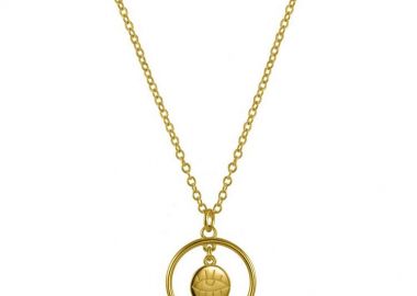 Κολιέ Από Ατσάλι Kαι Ορείχαλκο Επιχρυσωμένο Με Πέταλο Και Ματάκι AA19325 - AMOR AMOR - 