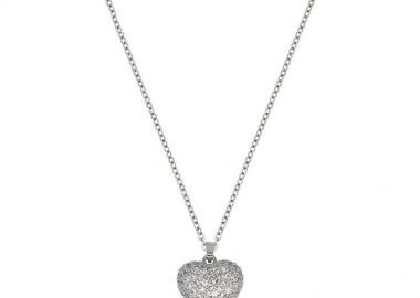 Κολιέ Από Ατσάλι Καρδιά Με Ζιργκόν MI12825 - AMOR AMOR - 