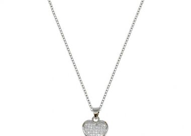 Κολιέ Από Ατσάλι Καρδιά Με Ζιργκόν MI12833 - AMOR AMOR - 