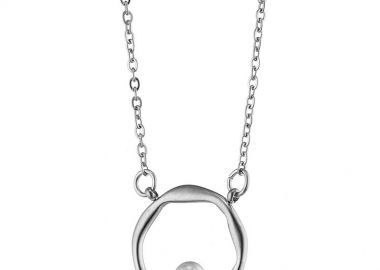 Κολιέ Από Ατσάλι Κύκλος Με Μαργαριτάρι AS12173 - AMOR AMOR - 