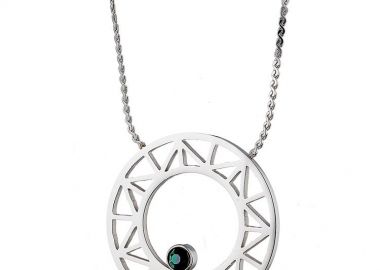 Κολίε Από Ατσάλι Κύκλος Με Ζιργκόν Πράσινο AS14971 - AMOR AMOR - 