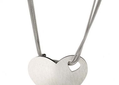 Κολίε Από Ατσάλι Με Καρδιά AS13677 - AMOR AMOR - 