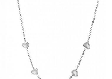 Κολίε Από Ατσάλι Με Καρδιές AS13773 - AMOR AMOR - 