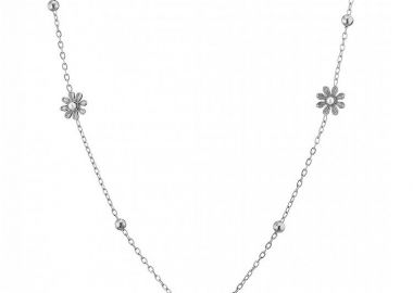 Κολίε Από Ατσάλι Με Λουλούδια AS13799 - AMOR AMOR - 