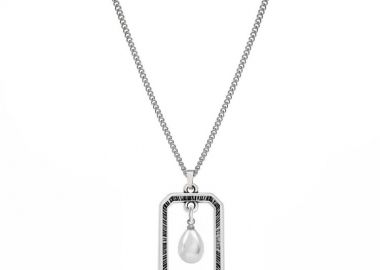 Κολιέ Απο Ατσάλι Με Μαργαριτάρι AA14863 - AMOR AMOR - 