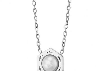 Κολίε Από Ατσάλι Με Μαργαριτάρι AS12713 - AMOR AMOR - 