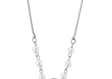 Κολίε Από Ατσάλι Με Μαργαριτάρι AS13636 - AMOR AMOR - 