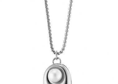 Κολίε Από Ατσάλι Με Μαργαριτάρι AS13640 - AMOR AMOR - 