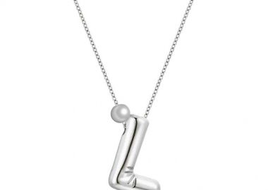 Κολιέ Από Ατσάλι Με Μονόγραμμα Balloon Και Μαργαριτάρι MI13566 - AMOR AMOR - 