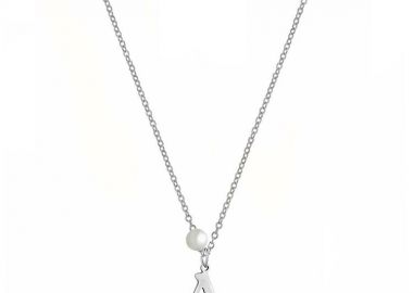 Κολιέ Από Ατσάλι Με Μονόγραμμα Και Μαργαριτάρι AA12346 - AMOR AMOR - 