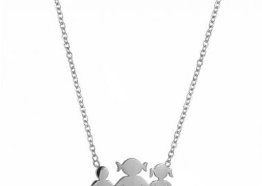 Κολιέ Από Ατσάλι Με Οικογένεια-Μαμά-Γιό-Κόρη MI12815 - AMOR AMOR - 