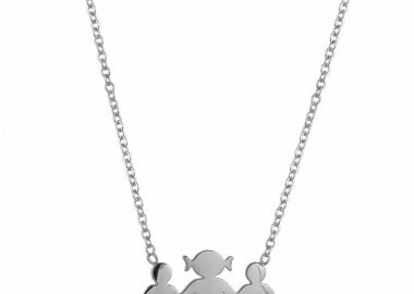 Κολιέ Από Ατσάλι Με Οικογένεια-Μαμά-Γιούς MI12813 - AMOR AMOR - 