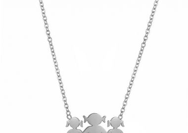 Κολιέ Από Ατσάλι Με Οικογένεια-Μαμά-Κόρες MI12817 - AMOR AMOR - 