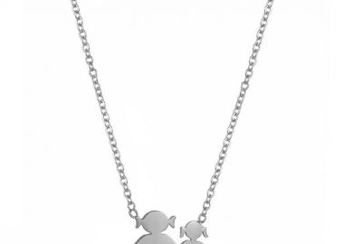 Κολιέ Από Ατσάλι Με Οικογένεια-Μαμά-Κόρη MI12821 - AMOR AMOR - 