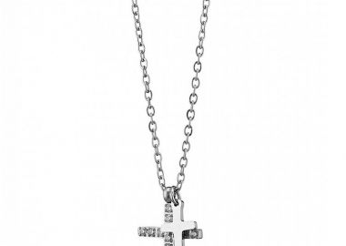 Κολίε Από Ατσάλι Με Σταυρό AS13850 - AMOR AMOR - 