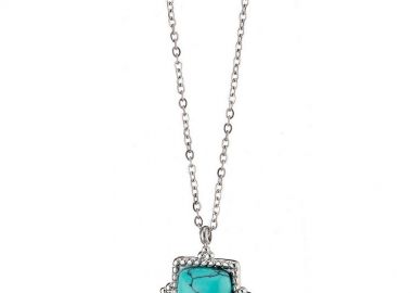 Κολίε Από Ατσάλι Με Τιρκουάζ AS12960 - AMOR AMOR - 